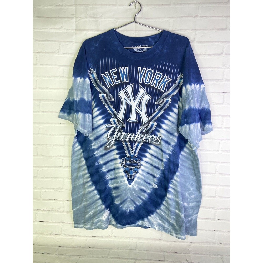 Liquid Blue MLB NY New York Yankees Logo Tie Dye Blue Graphic T-Shirt Mens XXL